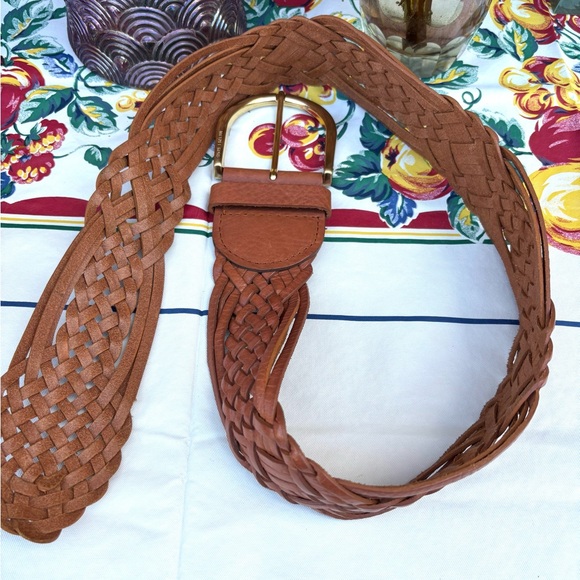 MICHAEL KORS Women’s Brown Braided Brown Leather Belt Gold Buckle Sz S - 34-35" - Picture 3 of 7